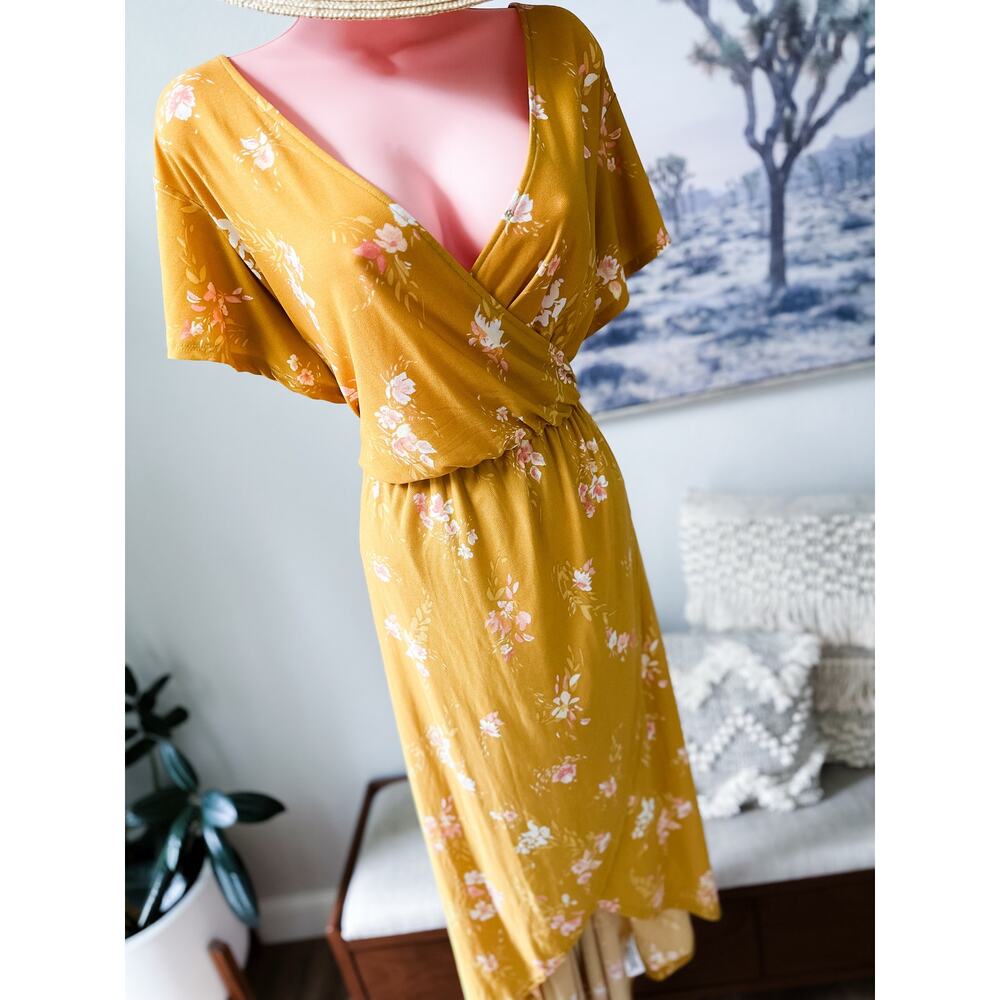 New Golden Hour Garden floral flowy flirty flutter slv wrap maxi dress